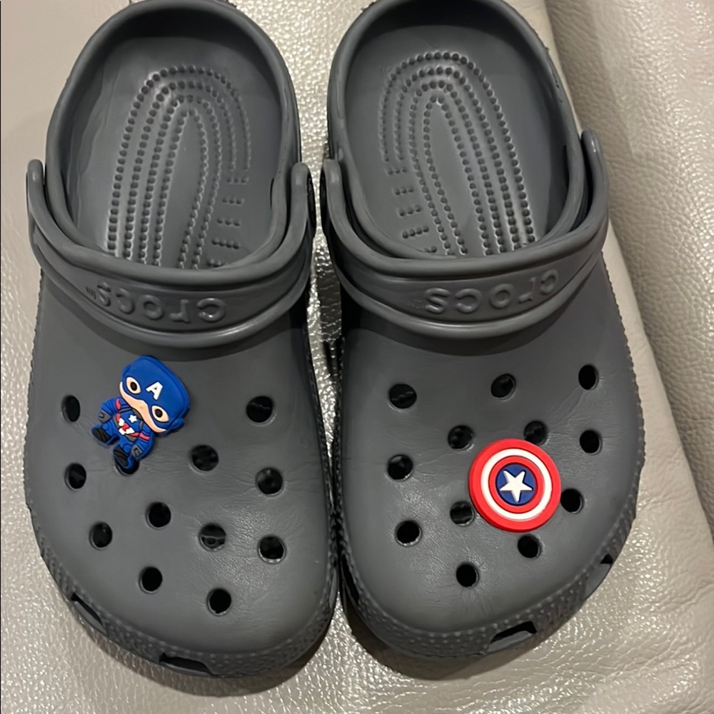 CROCS Gray Sandals with Signature Comfort and Ventilation